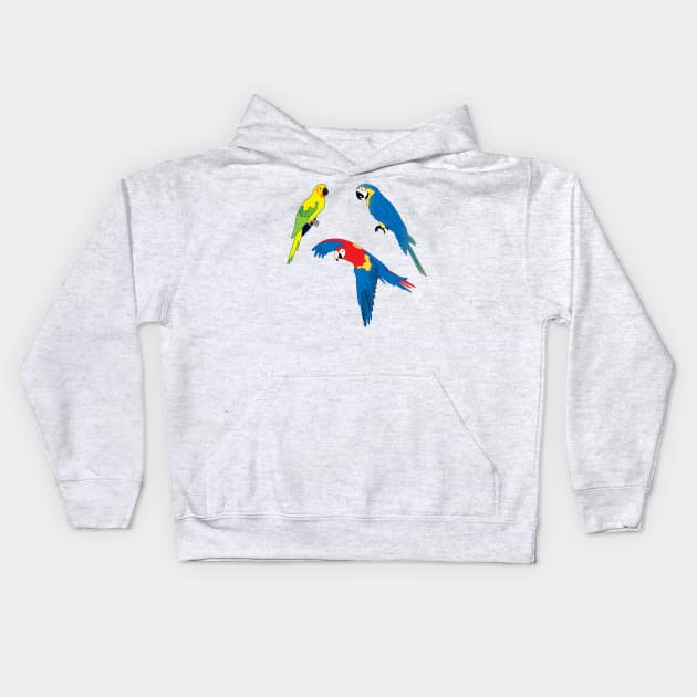Tropical parrots, wildlife, nature, Carribean Islands Kids Hoodie by sandyo2ly